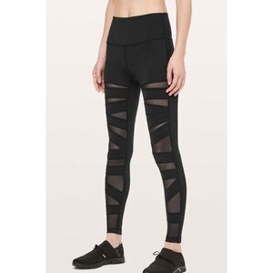 LULULEMON ATHLETICA Wunder Under Pant (High-Rise) 'Tech Mesh 28' In Black Size 6